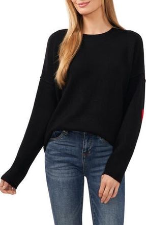 CeCe by Cynthia Steffe Heart Elbow Crewneck Sweater in Rich Black at Nordstrom Rack, Size Medium