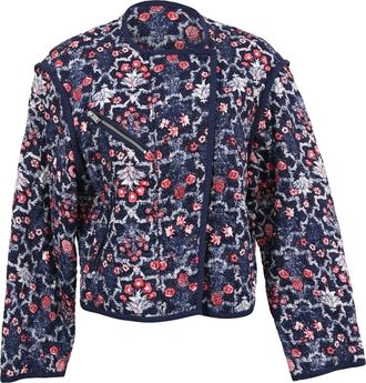 Isabel Marant Etoile Floral Quilted Jacket in Blue Cotton