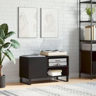 vidaXL Mueble De Discos Madera De Ingenier&iacute;a Negro 85x38x48 Cm Vidaxl