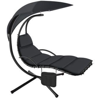 TecTake Hanging Chair Elaria - large sun canopy with UV-protection, sturdy in Black | Size: 1 Seater