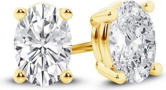Grown Brilliance 14K Yellow Gold IGI Certified 3 Carat Oval Cut Lab Grown Diamond Stud Earrings for Women, VS Clarity, E-F Color