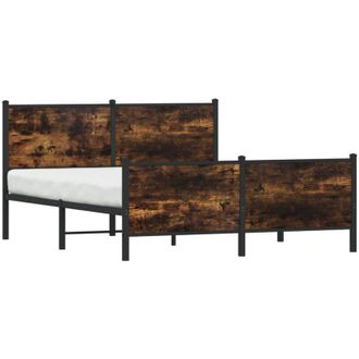 vidaXL Vidaxl - Estructura De Cama Sin Colch&oacute;n Metal Roble Ahumado 150x200 Cm