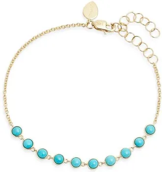 Meira T Bezel Set Turquoise Bracelet in Yellow at Nordstrom, Size 7