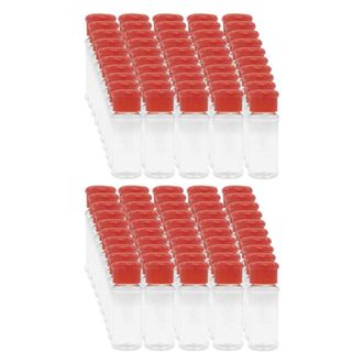OEM Juego De 100 Botellas De Pl&aacute;stico Vac&iacute;as Para Especias, Ideales Para Guardar Condimentos Para Barbacoa, Sal, Pimienta, Etc. 100 Ml / 3.3 Oz, Color Roj