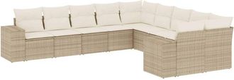 vidaXL Juego De Sof&aacute;s Jard&iacute;n Con Cojines Beige 10 Pzas Rat&aacute;n Sint&eacute;tico Vidaxl