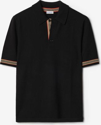 Burberry Icon Stripe Trim Wool Polo Shirt