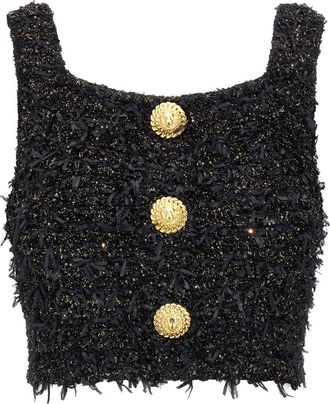Balmain Black Lurex tweed top