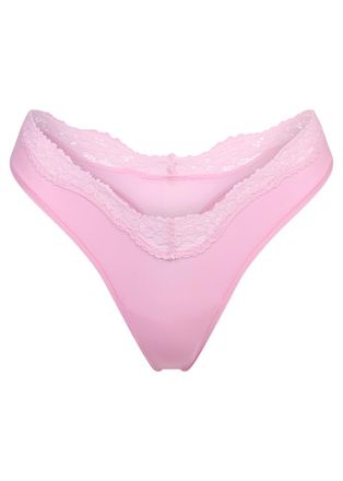 SKIMS Lace-trimmed Dipped Thong - Pink - L (UK16-18)