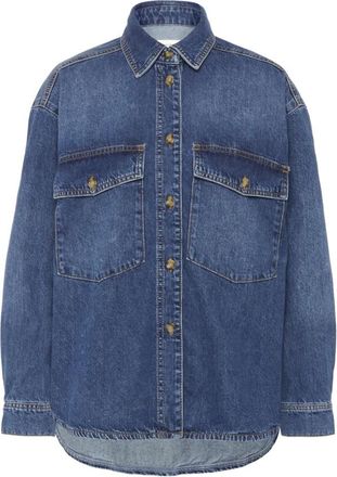 Inwear Overhemden, Dames, Blauw, S, Denim, Vintage Denim Shirt met Zakken