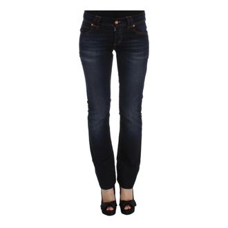 John Galliano Jeans, Dames, Blauw, W28, Katoen, Blauwe Wassing Slim Fit Jeans
