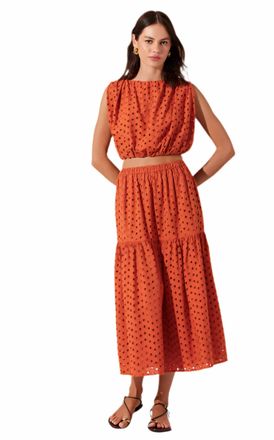 Astr Nalley Cropped Eyelet Top In Rust