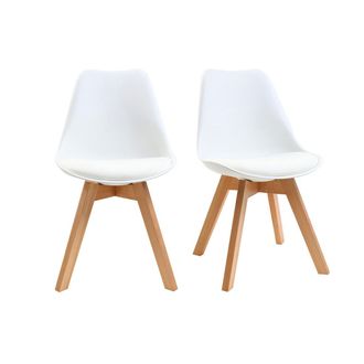 Miliboo Sillas Blancas Con Patas Madera Clara (lote De 2) Pauline