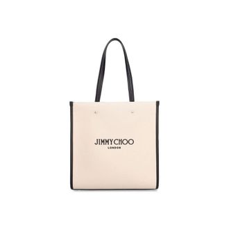 Jimmy Choo London Beige Canvas Tote Bag