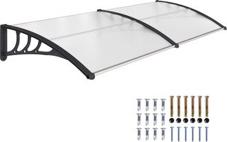 OEM Tejadillo De Protecci&oacute;n 195x75 Cm Marquesina De Exterior Con Paneles De Policarbonato Barras De Aluminio Transparente