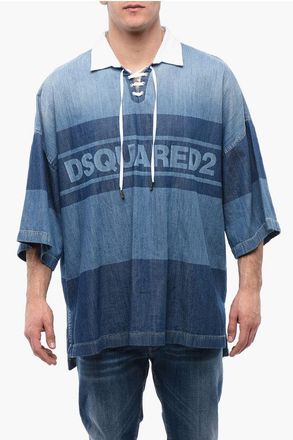 Dsquared2 Denim Rugby Shirt With Oversized Fit size Xxl