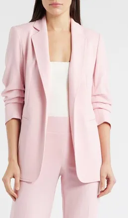 Anne Klein Open Front Scrunch Sleeve Blazer in Rose Water at Nordstrom, Size Xx-Small