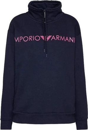 Emporio Armani Collo Zip Logo Eagle Sweatshirt - Dames - Sweatshirts - Blauw - S - Katoen - Hoodies & sweatvesten