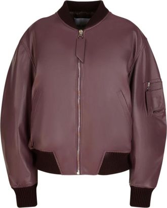 The Attico Mauve Leren Bomberjack - Dames - Leren en Su&egrave;de Jassen - Paars - S - Leer - Jassen