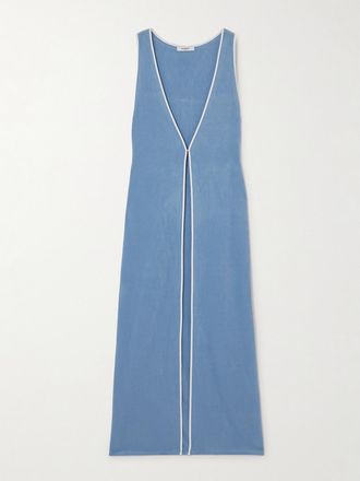 Marysia Swim Tunica In Spugna Di Misto Cotone Con Finiture In Cr&ecirc;pe Aalto - Blu