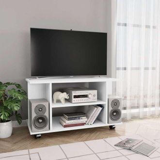 vidaXL Vidaxl - tv Cabinet with Castors White 80x40x45 cm Engineered Wood