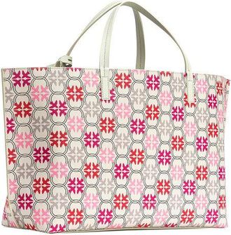 Pinko Womens Shopper Bag White-Fuchsia-Red Polyethylene Polyurethane Cowhide Shopper-bags