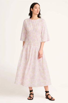 Merlette Alma Midi Dress In Pink Citrine Mosaic