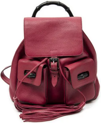 Gucci Pre-owned Womens Medium Bamboo Tassel Backpack - Pink - One Size