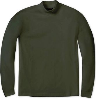 Scott Barber Mens Pima Mock Turtleneck Top In Duffle