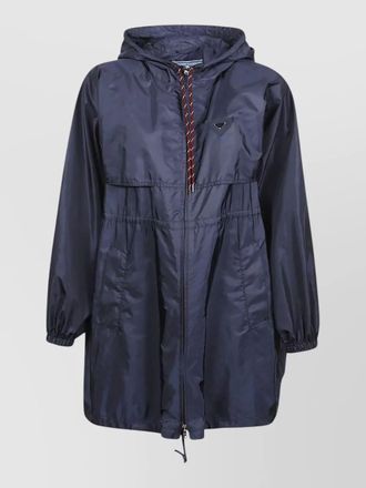 Prada nylon hooded coat drawstring waist cuffs