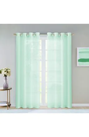 Dainty Home Sheer Set of 2 Panel Curtains in Aqua at Nordstrom Rack, Size 108X84