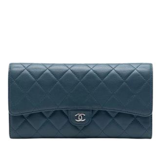 Chanel Pre-owned Quilted Lambskin Wallet - - Pre-owned - Donna - Blu - ONE SIZE