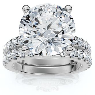 Pompeii3 Certified 3 1/2Ct Diamond Engagement Matching Wedding Rings 14k Gold Lab Grown