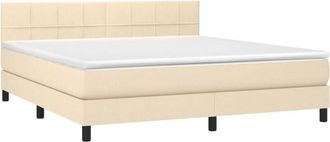 vidaXL Cama Box Spring Con Colch&oacute;n Tela Color Crema 160x200 Cm Vidaxl