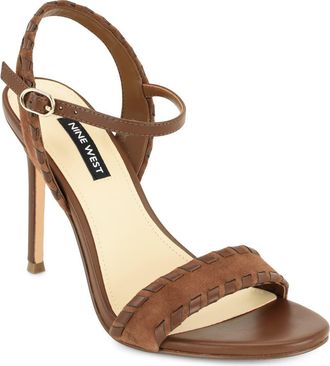 Nine West Maora Ankle Strap Stiletto Sandal in Med Brown at Nordstrom, Size 10.5