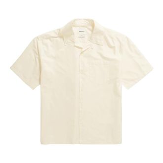 Norse Projects Korte Mouw Tencel Overhemd - Heren - Korte mouwen Overhemden - Wit - S - Overhemden