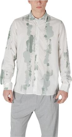 Antony Morato Groen Gestreept Overhemd met Lange Mouwen - Heren - Casual Overhemden - Veelkleurig - XS - Katoen - Overhemden