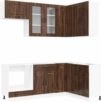vidaXL Unidad De Cocina Kalmar 8 Uds. Marr&oacute;n Roble Vidaxl