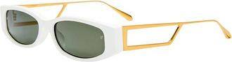 Linda Farrow Susie Zonnebril - unisex - Zonnebrillen - Wit - 55 MM - Accessoires