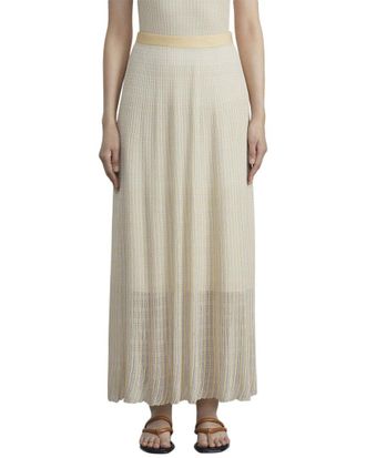 Lafayette 148 New York Pleated Rib Stitch Silk Skirt
