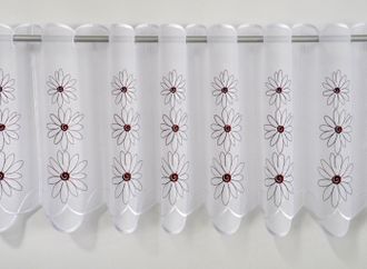 STICKEREIEN PLAUEN Scheibengardine »Blüten« Durchzuglöcher 1 Stk. tlg. veredelt mit echter Plauener Spitze Stickerei