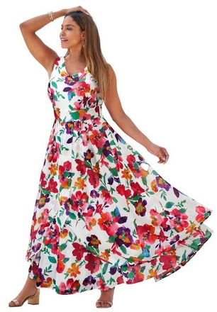 Jessica London Petite Georgette Flyaway Maxi Dress in Multi Watercolor Floral at Nordstrom, Size 36P