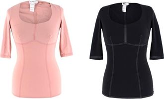 Ernest Leoty Black & Pink Corset Inspired Set of 2 Tops Size XS