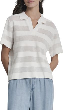 DKNY Dkny Sheer Striped Polo Sweater