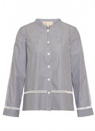 Maison Common Womens Stripe Cotton Shirt In Black And White