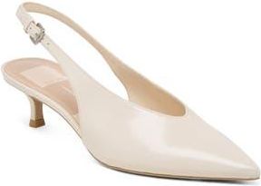 Dolce Vita Alenna Slingback Pointed Toe Kitten Heel Pump in Bone Crinkle Patent at Nordstrom Rack, Size 6