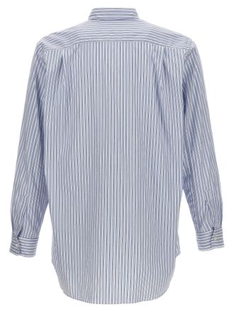 Comme Des Gar&ccedil;ons Logo-Patch Striped Shirt - Blue