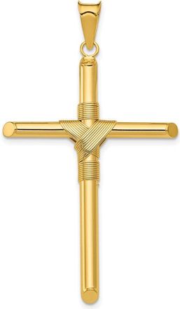 Diamond2Deal 14k Yellow Gold Polished Center Wrap Tube Cross Pendant