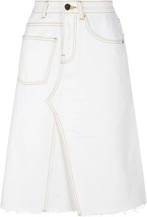 Tory Burch Witte denim rok met contrasterende stiksels - Dames - Spijkerrokken - Wit - 3XS - Denim - Rokken