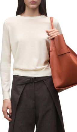 Mango Crewneck Wool Sweater in Ecru at Nordstrom, Size X-Small