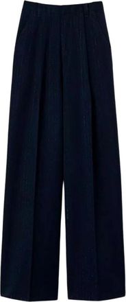 Twinset Elegante Wide-Leg Gestreepte Palazzo Broek - Dames - Wijde Broeken - Blauw - S - Broeken